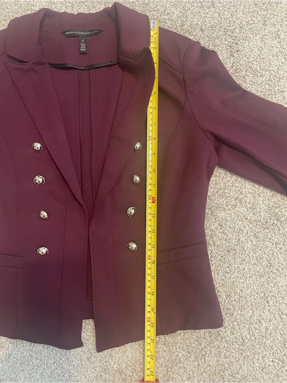 WHBM Vintage Style Hi-Lo Purple Blazer with Silver Buttons Sz 6